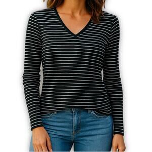 Lauren Ralph Lauren Knit Top Metallic Stripe Pullover XL